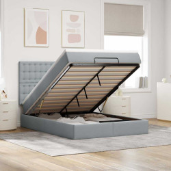 Estrutura de cama otomana com colchão 140x190 cm cinzento claro