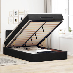 Estrutura de cama otomana com colchão 120x200 cm veludo preto