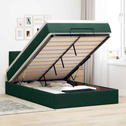 Estrutura de cama otomana com colchão verde escuro veludo