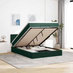 Estrutura de cama otomana com colchão 140x190cm verde escuro