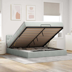 Estrutura de cama otomana com colchão 180x200 cm cinzento claro