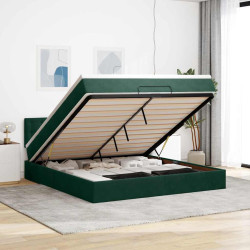 Estrutura de cama otomana com colchão 160x200 cm verde escuro