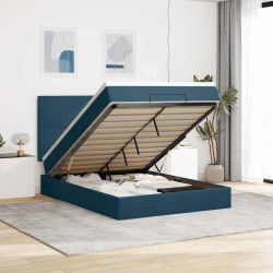 Estrutura de cama otomana colchões 140x200cm veludo azul escuro