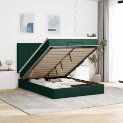 Estrutura cama otomana colchões 140x190 cm veludo verde escuro