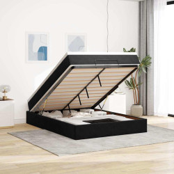 Estrutura de cama otomana com colchão 140x200 cm veludo preto