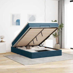 Estrutura de cama otomana com colchão 140x190cm azul escuro