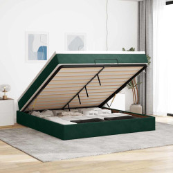 Estrutura de cama otomana com colchão 160x200 cm verde escuro