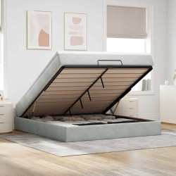 Estrutura de cama otomana com colchão 180x200 cm cinzento claro