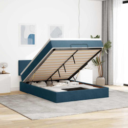 Estrutura de cama otomana com colchão 140x190cm azul escuro