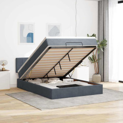Estrutura de cama otomana com colchão 140x190cm cinzento escuro