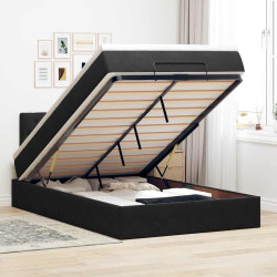 Cama otomana com colchão & leds 120x190cm veludo preto