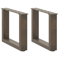 Pés para mesa de centro em formato de u, 2 peças, aço natural, 40x(30-31) cm, aço