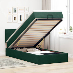 Estrutura de cama otomana com colchão verde escuro veludo
