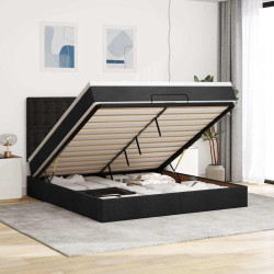Estrutura de cama otomana com colchão 180x200 cm tecido preto