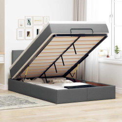 Cama otomana com colchão 120x200 cm tecido cinzento escuro