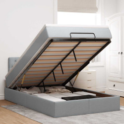 Cama otomana com colchão 120x200 cm tecido cinzento claro