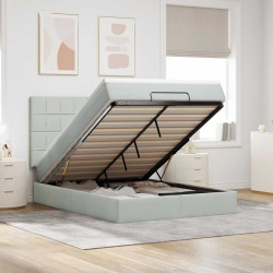 Estrutura de cama otomana com colchões 140x190cm cinzento claro
