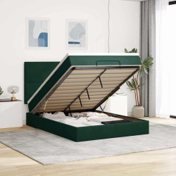Estrutura cama otomana colchões 140x190 cm veludo verde escuro