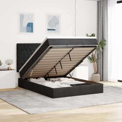 Estrutura de cama otomana com colchões 140x200 cm veludo preto