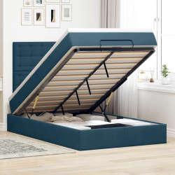 Estrutura cama otomana colchões 120x200cm veludo azul escuro