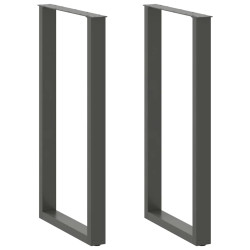 Pés para mesa de bar em formato de u, 2 peças, antracite, 60x(110-111) cm, aço