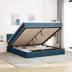 Estrutura de cama otomana com colchão 200x200 cm azul escuro