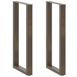 Pés de mesa de bar em forma de u, 2 peças, aço natural, 40x(100-101) cm, aço