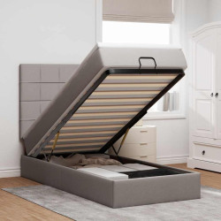 Estrutura de cama otomana com colchão tecido cinzento 80x200cm