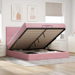 Moldura de cama otomana com colchão rosa 200x200cm veludo