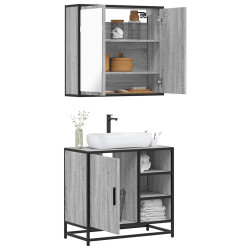 2 Pcs conjunto móveis wc derivados de madeira sonoma cinza