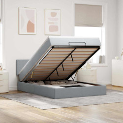 Cama otomana com colchão 140x190 cm tecido cinzento claro