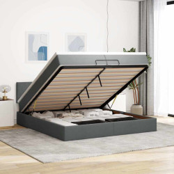 Estrutura de cama otomana com colchão 200x200cm cinzento-escuro