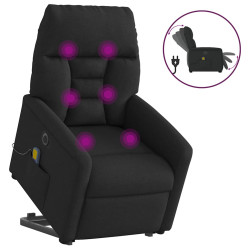Poltrona elétrica elevatória massagens tecido preto