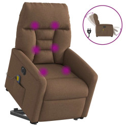 Poltrona elétrica elevatória massagens tecido castanho