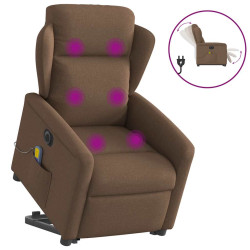 Poltrona elétrica elevatória massagens tecido castanho
