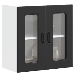 Armário de parede de cozinha porta vidro kalmar preto