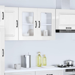 Armário parede de cozinha porta vidro kalmar branco alto brilho