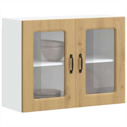 Armário de parede cozinha porta vidro kalmar carvalho artesanal