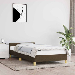 Estrutura de cama sem colchão 80x200 cm tecido castanho-escuro