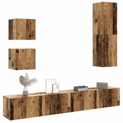 Conjunto de armário TV de parede 5 pcs madeira madeira velha