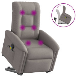 Poltrona elevatória de massagens tecido cinzento-acastanhado