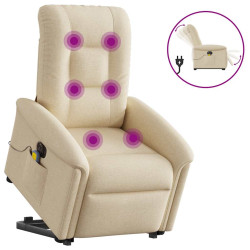 Poltrona elétrica elevatória massagens tecido creme
