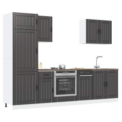 7 Peças armário de cozinha conjunto lucca preto