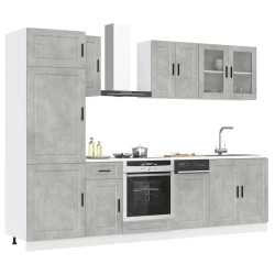 8 Peças armário de cozinha conjunto kalmar cinzento cimento