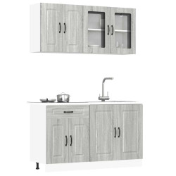 4 Peças armário de cozinha conjunto kalmar cinza sonoma