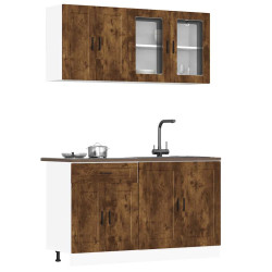 4 Peças armário de cozinha conjunto porto carvalho fumado