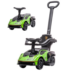 2 Em 1 carro andador para crianças 12-36 meses lamborghini essenza scv2 carro andador com buzina guiador e grade de segurança removível 86,5x40x89,5cm verde e preto