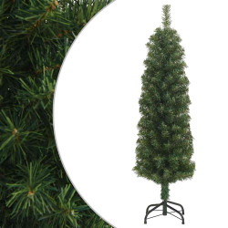 Árvore de natal artificial fina com suporte 150 cm PVC verde