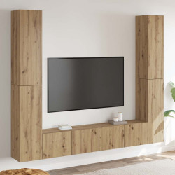 Armários TV montados na parede 6 pcs madeira carvalho artesanal