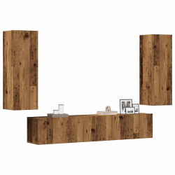 Armários de TV montados na parede 4 pcs madeira velha
